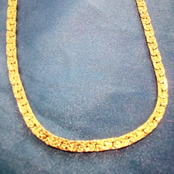 Silver Tone Nugget Link Long Chain Necklace - Picture 3 of 6